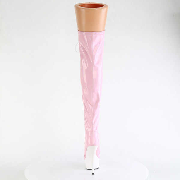 DELIGHT-3029 - Plateau Overknee Stiefel - Rosa/weiß Holografisch von Pleaser – Ansicht 4