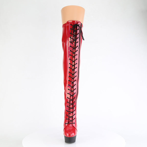 DELIGHT-3029 - Plateau Overknee Stiefel - Rot Lack Holografisch von Pleaser – Ansicht 2