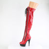 DELIGHT-3029 - Plateau Overknee Stiefel - Rot Lack Holografisch von Pleaser – Ansicht 3