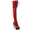DELIGHT-3029 - Plateau Overknee Stiefel - Rot Lack Holografisch | Pleaser