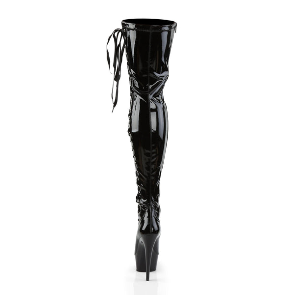 DELIGHT-3050 Plateau Overknee Stiefel Schwarz von Pleaser – Ansicht 4