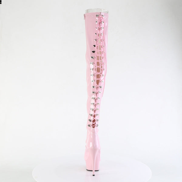 DELIGHT-3063 - Plateau Overknee Stiefel - Rosa Lack von Pleaser – Ansicht 4