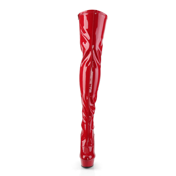 DELIGHT-3063 Overkneestiefel Plateauschuhe Rot von Pleaser – Ansicht 2
