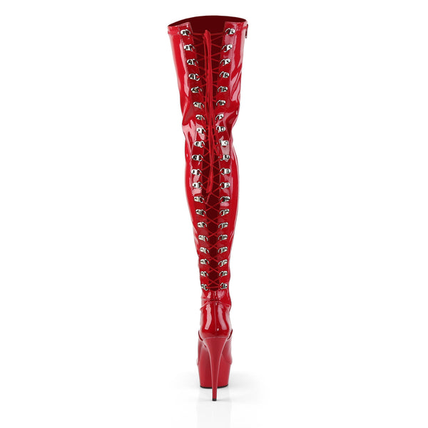 DELIGHT-3063 Overkneestiefel Plateauschuhe Rot von Pleaser – Ansicht 4