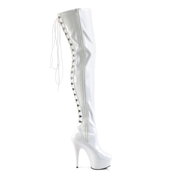 DELIGHT-3063 Plateau Overknee Stiefel Lack Weiß von Pleaser – Ansicht 5
