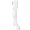 DELIGHT-3063 Plateau Overknee Stiefel Lack Weiß von Pleaser