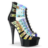 DELIGHT-600-9 - Plateau High Heel Sandaletten - Schwarz/Holografisch von Pleaser