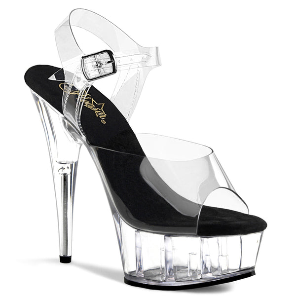 DELIGHT-608 Plateau Sandaletten Schwarz/Transparent von Pleaser