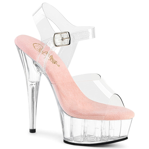 DELIGHT-608 Plateau Sandaletten Transparent / Rosa von Pleaser