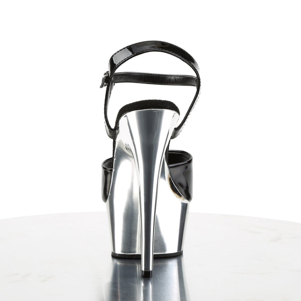DELIGHT-609 Plateau Sandaletten Schwarz/Chrom von Pleaser – Ansicht 4