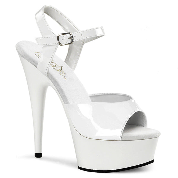 DELIGHT-609 Plateau Sandaletten Lack Weiß von Pleaser