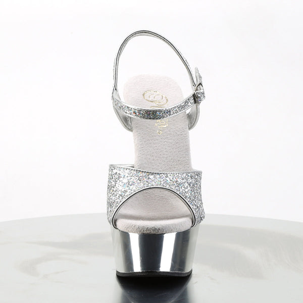DELIGHT-609G Plateau Sandaletten Silber Glitzer von Pleaser – Ansicht 2