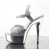 DELIGHT-609G Plateau Sandaletten Silber Glitzer von Pleaser – Ansicht 3