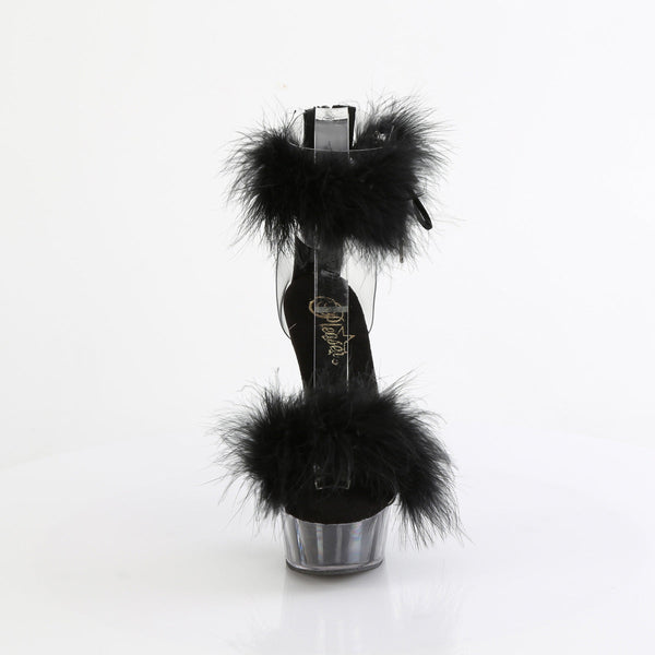 DELIGHT-624F - Plateau High Heel Sandaletten - Schwarz Plüsch von Pleaser – Ansicht 2