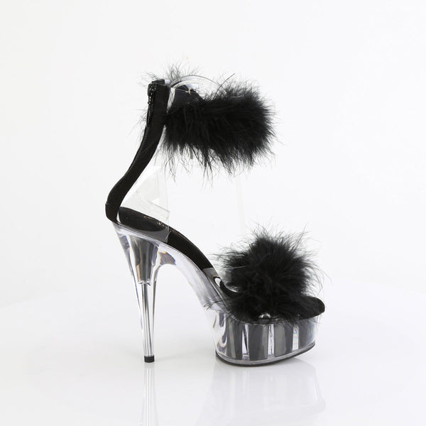 DELIGHT-624F - Plateau High Heel Sandaletten - Schwarz Plüsch von Pleaser – Ansicht 5