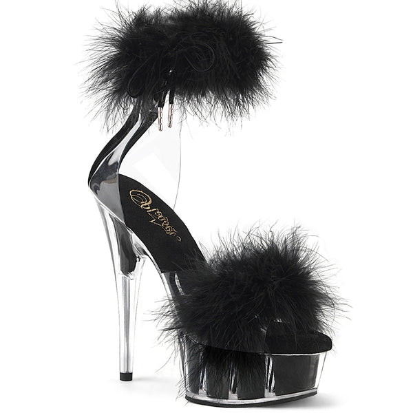 DELIGHT-624F - Plateau High Heel Sandaletten - Schwarz Plüsch von Pleaser