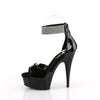 DELIGHT-625 - Plateau High Heel Sandaletten - Schwarz Lack mit Strass von Pleaser – Ansicht 3