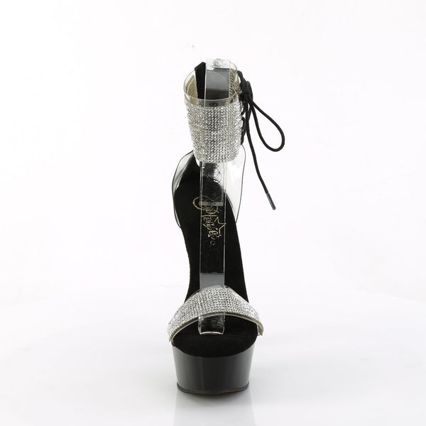 DELIGHT-627RS - Plateau High Heel Sandaletten - Schwarz Lack mit Strass von Pleaser – Ansicht 2