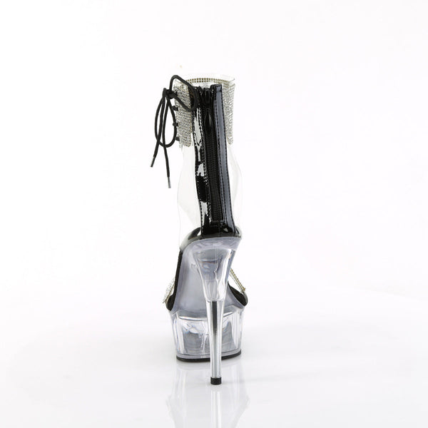 DELIGHT-627RS - Plateau High Heel Sandaletten - Schwarz/Transparent mit Strass von Pleaser – Ansicht 4