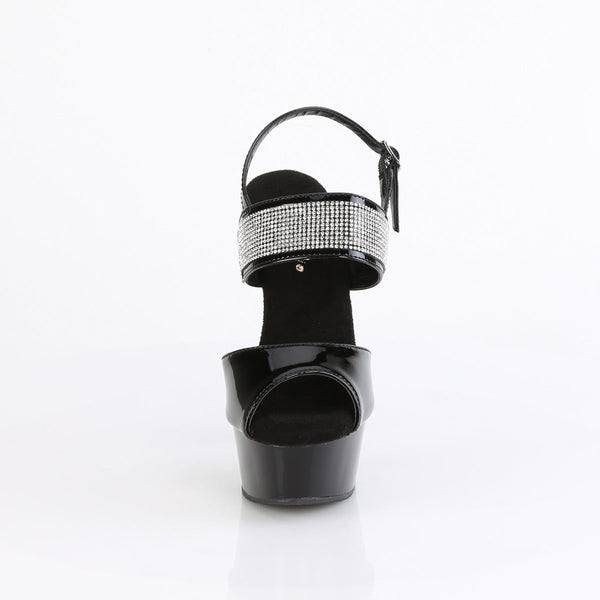 DELIGHT-639 - Plateau High Heel Sandaletten - Schwarz Lack mit Strass von Pleaser – Ansicht 2