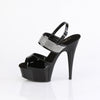 DELIGHT-639 - Plateau High Heel Sandaletten - Schwarz Lack mit Strass von Pleaser – Ansicht 3