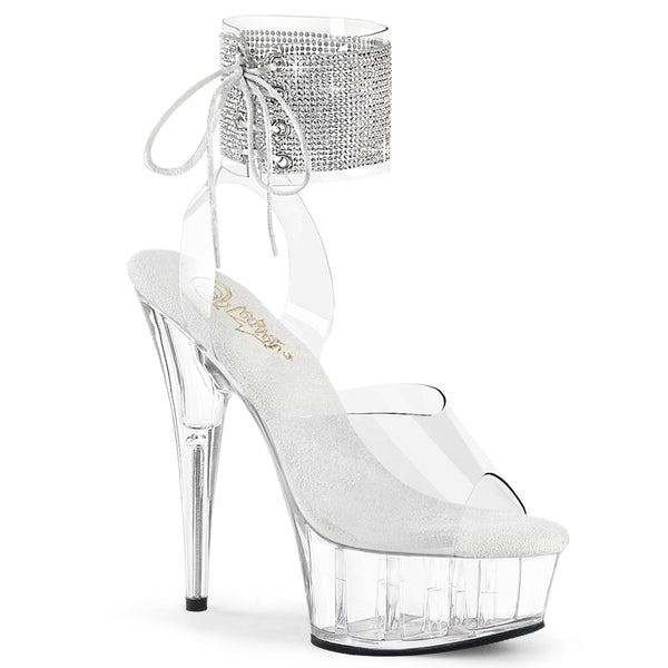 DELIGHT-691-2RS - Plateau High Heel Sandaletten - Transparent mit Strass von Pleaser