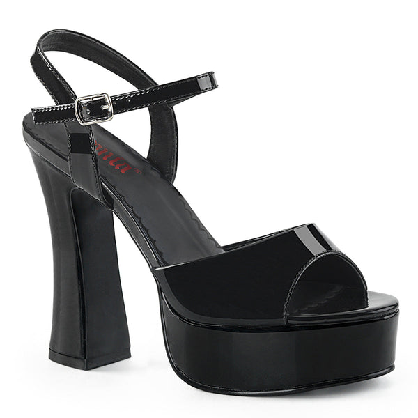 DOLLY-09 Plateau High Heel Sandaletten Schwarz Lack | DemoniaCult SALE