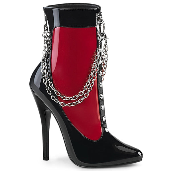 DOMINA-1033 Stiefelette - Rot/Schwarz von Devious