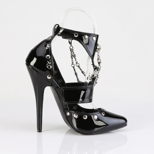 DOMINA-118 High Heel Sandaletten - Schwarz Lack von Devious – Ansicht 5