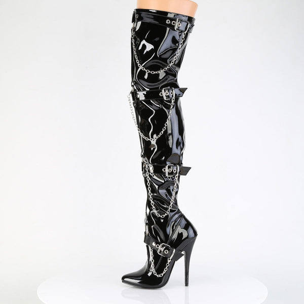 DOMINA-3027 Plateau Overknee Stiefel - Schwarz Lack von Devious – Ansicht 3