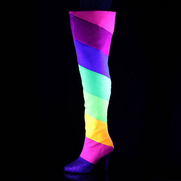 DREAM-3012RBG Overknee Stiefel Schwarz UV von Pleaser Pink Label – Ansicht 3