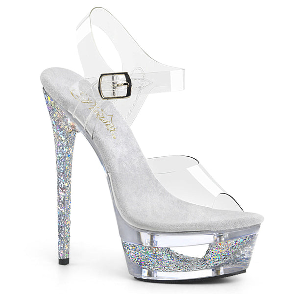 ECLIPSE-608GT Plateau Sandaletten von Silber | Pleaser