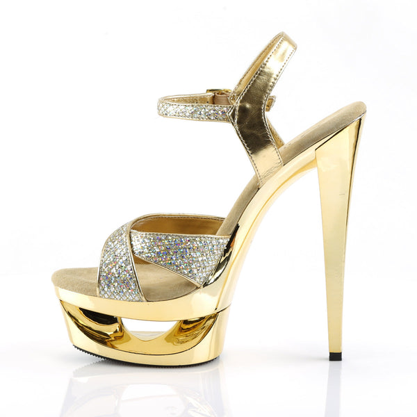 ECLIPSE-619G Plateau Sandaletten - Gold/Glitter von Pleaser – Ansicht 3
