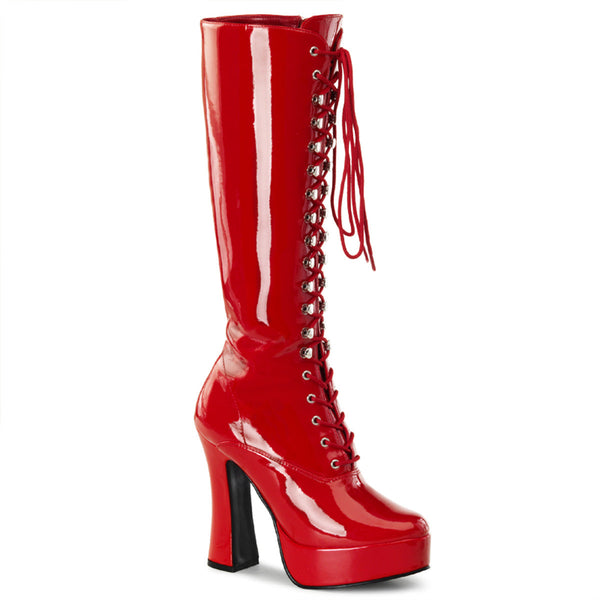 ELECTRA-2020 Plateau Stiefel Lack Rot von Pleaser