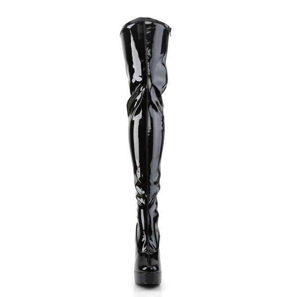 ELECTRA-3000Z Plateau Overknee Stiefel Schwarz Lack | Pleaser SALE