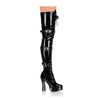 ELECTRA-3028 Plateau Overknee Stiefel Lack Schwarz von Pleaser