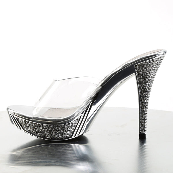 ELEGANT-401 Plateau Pantoletten Silber Glitzer von Fabulicious – Ansicht 3