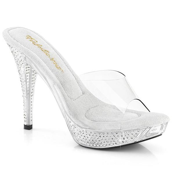 ELEGANT-401 Plateau Pantoletten transparent von Fabulicious