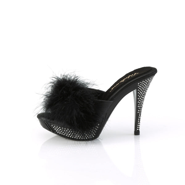 ELEGANT-401F Plateau Pantoletten mit Plüsch und Glitzer - Schwarz von Fabulicious – Ansicht 3