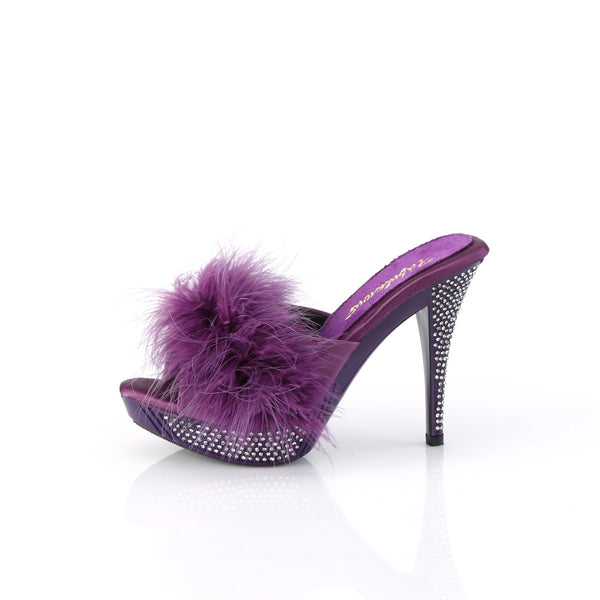 ELEGANT-401F Plateau Pantoletten mit Plüsch und Glitzer - Violett von Fabulicious – Ansicht 3