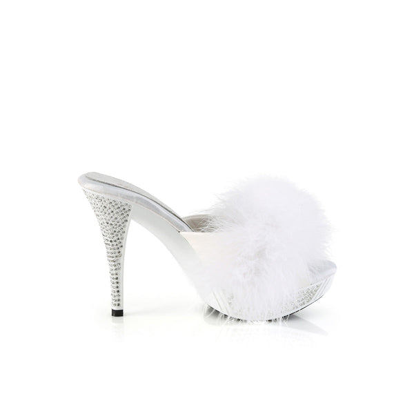 ELEGANT-401F Plateau Pantoletten mit Plüsch und Glitzer - Weiß von Fabulicious – Ansicht 5