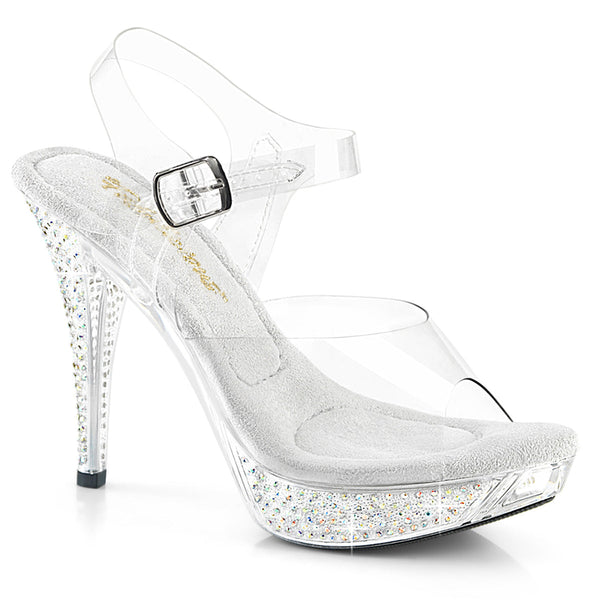 ELEGANT-408ABRS - Plateau High Heel Sandaletten - Transparent mit Strass von Fabulious