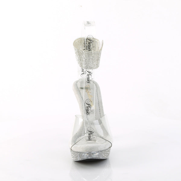 ELEGANT-442 Plateau Pantoletten - Transparent Glitzer von Pleaser – Ansicht 2