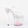 ENCHANT-708AQUA-01 Plateau Sandaletten - Transparent Blumen im Plateau | Pleaser