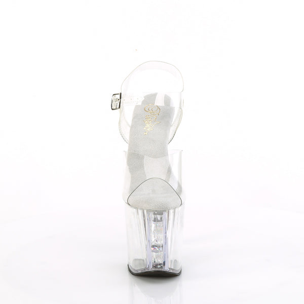 ENCHANT-708AQUA-02 Plateau Sandaletten - Transparent Glitzer Plateau | Pleaser