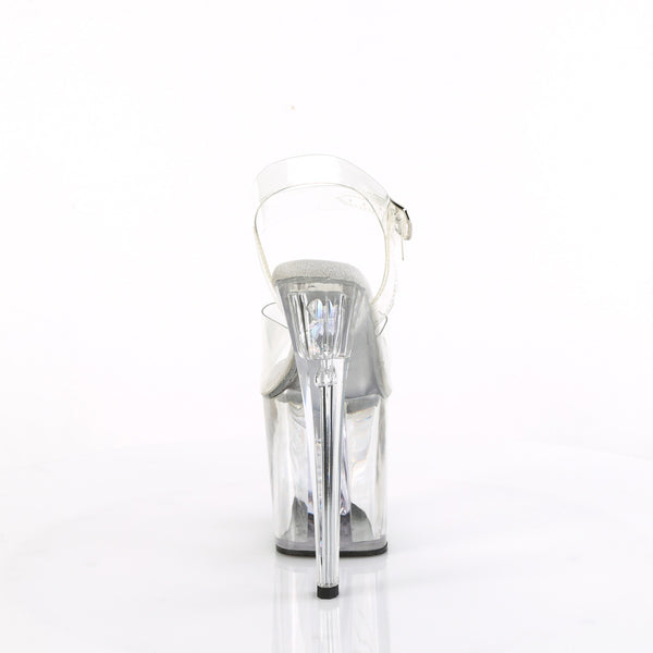 ENCHANT-708AQUA-02 Plateau Sandaletten - Transparent Glitzer Plateau | Pleaser