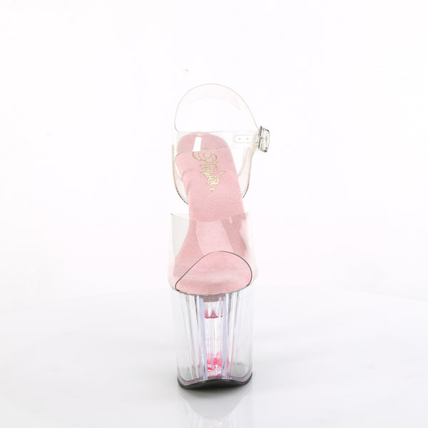 ENCHANT-708AQUA-03 Plateau Sandaletten - Transparent Rosa Sohle mit Herzen im Plateau | Pleaser
