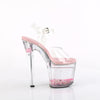 ENCHANT-708AQUA-03 Plateau Sandaletten - Transparent Rosa Sohle mit Herzen im Plateau | Pleaser