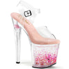 ENCHANT-708AQUA-03 Plateau Sandaletten - Transparent Rosa Sohle mit Herzen im Plateau | Pleaser