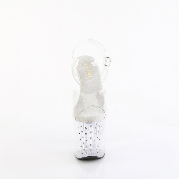ENCHANT-708RS - Plateau High Heel Sandaletten - Transparent mit Strass von Pleaser – Ansicht 2